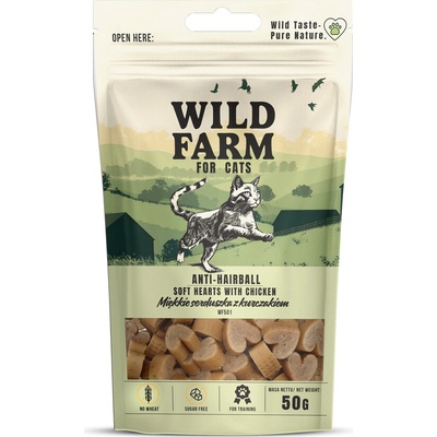 Wild Farm anti-hairball mäkké kuracie srdiečka 50 g