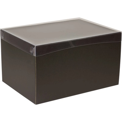 Darčeková krabica s priehľadným vekom 350x250x200 mm, čierna