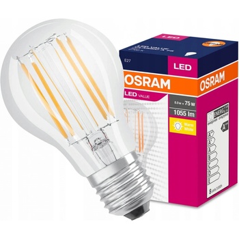 Osram LED Value CLASSIC A FIL 75 non-dim, 8W/827 E27 2700 K, teplá biela