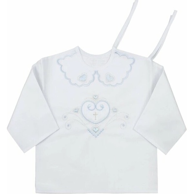 Richelieu Košieľka na krst Srdiečka modrá