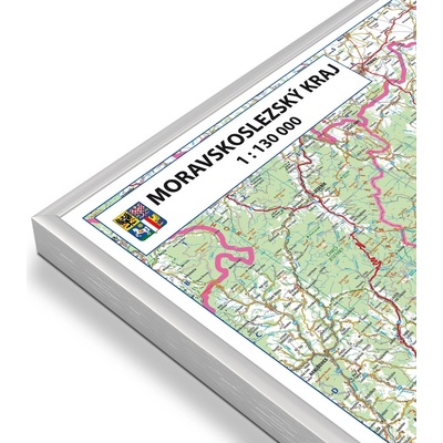 Excart Maps Moravskoslezský kraj - nástěnná mapa 135 x 90 cm Varianta: mapa v hliníkovém rámu, Provedení: stříbrný rám