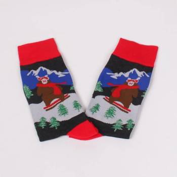 Image 1 of Мъжки коледни чорапи в цвят антрацит с мечок на ски