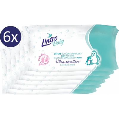 Linteo Baby Ultra Sensitive vlhčené ubrousky 6 x 64 ks