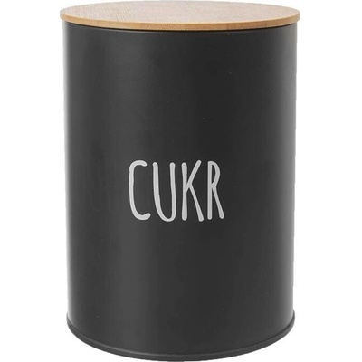 Orion dóza plechová černá s bambusovým víkem Cukr 153673 1,3 l