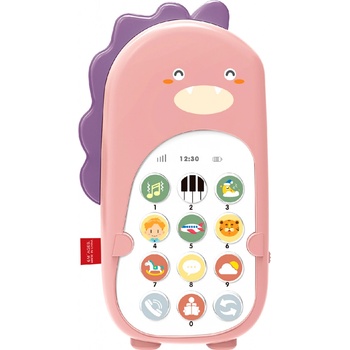 Aga4Kids Dětský telefon se zvukovými efekty MR1390 Pink dinosaurus růžový