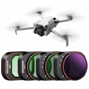 NEEWER Variable ND filter set compatible with DJI Mini 4 Pro, 4 pack ND2-ND3 (1-5 f-stops)/ND64-ND512 (6-9 f-stops) VND/CPL/UV filter drone lens accessories, optical HD glass/aluminum frame - FL-33