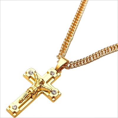 HARAHU Верижка с Кръст cr - 38717 - Златна / 60см kp38717 (cr-38717)