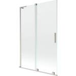 Mexen Velar L преграда за баня с две крила, плъзгаща се 120 x 150 cm, прозрачна, четкан никел - 896-120-003-01-97 (896-120-003-01-97)