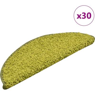 vidaXL Schodové rohože 30 ks 56 x 17 x 3 cm zelené půlkulaté