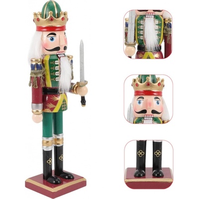 DAMPOD SHOP Luskáčik Drevená vianočná postava kráľa s mečom 30 cm