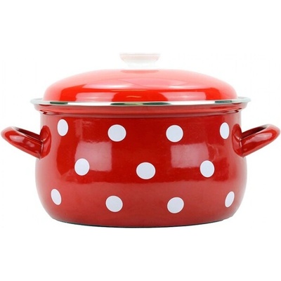 BELIS Smaltovaný hrniec s pokrievkou 24 cm – 6,1 l – BODKA červená - 51224-534DACD5