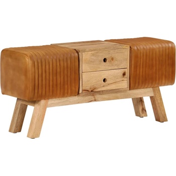 vidaXL Пейка гимнастическа кафява 107 см естествена козя кожа и манго (342211)