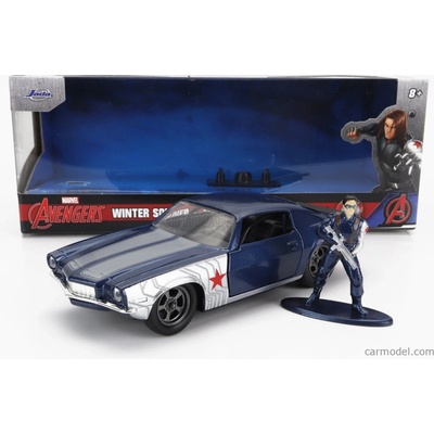 Jada Chevrolet Camaro Coupe 1973 With Winter Soldier Figure Modrá Stříbrná 1:32