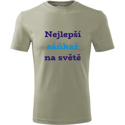 Tričko nejlepší sáňkař na světě dárek pro sáňkaře khaki