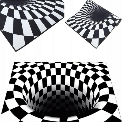 RealG RC-K-1174 Rohožka s 3D efektem černobílá iluze 50 x 80 cm