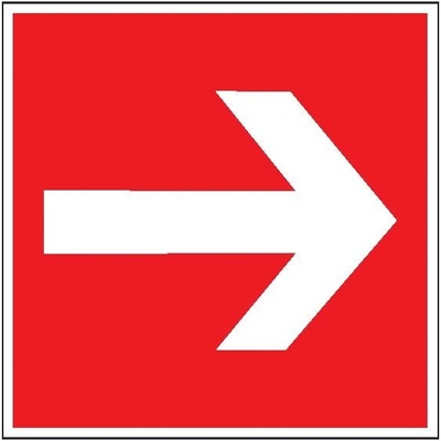 piktogram Smer na dosiahnutie bezpečia vpravo - 100x100 mm, Pastová tabuľka 0,5 mm