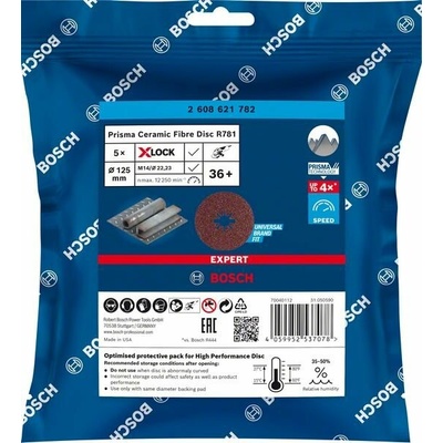 BOSCH EXPERT PRISMA X-LOCK fíbrový kotouč R781,125,P36,5ks 2608621782