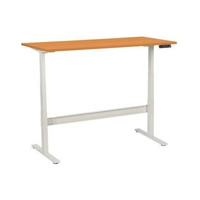 Manutan Výškově nastavitelný kancelářský stůl Manutan, 160 x 80 x 62,5 - 127,5 cm, rovné provedení, ABS 2 mm, buk 56491