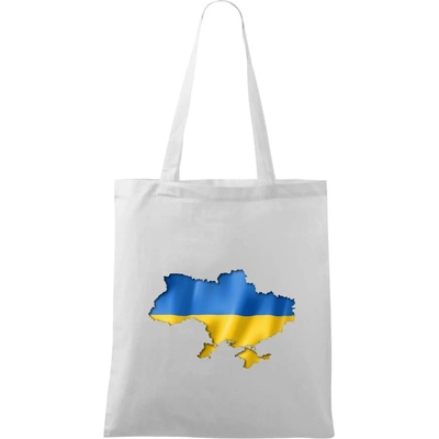 Ukrajina vlajka mapa Taška bavlnená 42 x 38 cm Biela