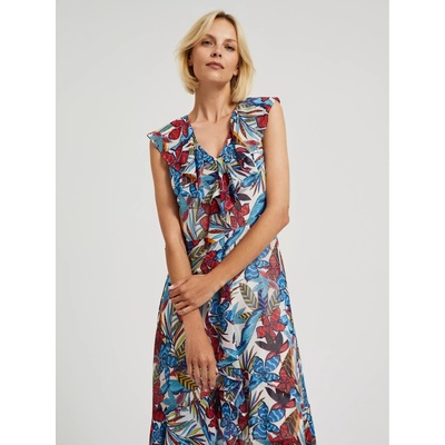 Moodo Червено-синя флорална миди рокля Moodo Moodo | Sin | ЖЕНИ | S