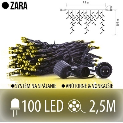 EMOS ZARA spojovateľná LED svetelná záclona vonkajšia 100LED 2,5M Teplá biela