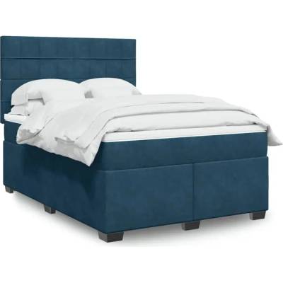 vidaXL 11461.3293234 Boxspring postel s matrací modrá samet