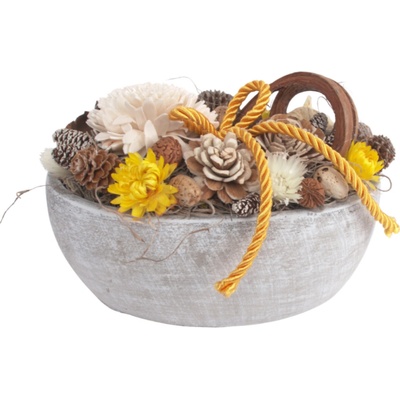 IKEBANA kvetinová oválna sušinová 13x15x21cm HNEDO-ŽLTÁ