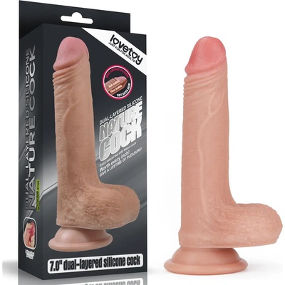 Lovetoy Dual Layered Platinum Silicone Cock with Balls 7" Flesh