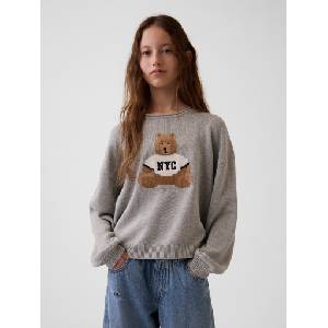 GAP Детски оверсайз пуловер Brannan Bear GAP GAP | Siv | Момичешки | XS