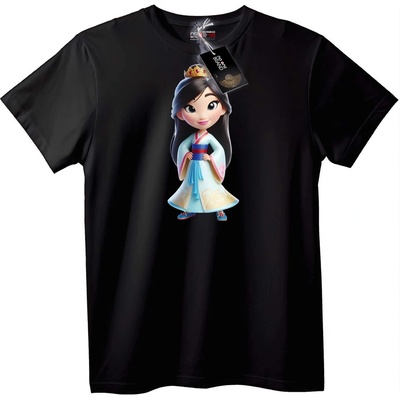 NOONEBRAND Тениска Chibi принцеса Мулан - XL, Black