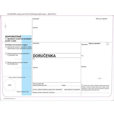 Obálka s doručenkou Krpa C5, modrý pruh, s poučením 1000 ks