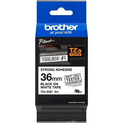 Páska do tiskárny štítků Brother TZ-S261, 36mm, černý tisk/bílý podklad, extrémn
