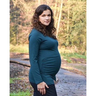 Jožánek těhotenské tričko Johanka dlouhý rukáv lahvově zelené – Zboží Dáma