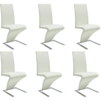 vidaXL Трапезни столове, 6 бр, бели, изкуствена кожа (160566)