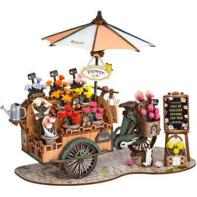ROBOTIME Rolife DIY 3D dřevěné puzzle Květinový vozík 187 ks