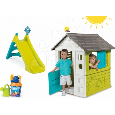 Smoby set domček Pretty Blue a šmykľavka Toboggan XS