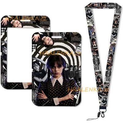 Šňůrka na krk 24562 s cedulkou na ID karty Wednesday Addams