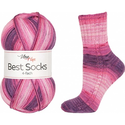 Pletací / háčkovací příze Vlna-Hep BEST SOCKS 4-fach 7406 růžová, vzorovaná, ponožková, 100g/420m