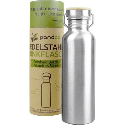 Pandoo nerez fľaša na vodu s bambusovým viečkom 750ml