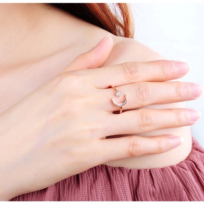 Lunica Stříbrný nastavitelný prsten RŮŽOVÝ MĚSÍC 0549