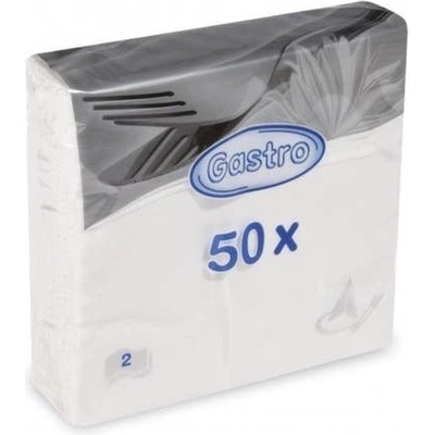 Gastro ubrousky 2V bílé 50ks 33x33cm