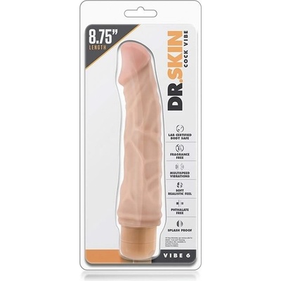 Blush Dr. Skin Cock Vibe 6 8.75 Inch Vibrating Cock Beige