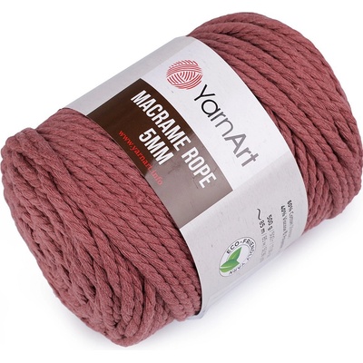 Prima-obchod Pletací příze Macrame Rope Ø5 mm 500 g rozčesávací, barva 5 (792) starorůžová