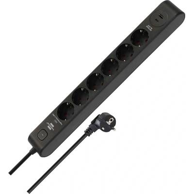 brennenstuhl Разклонител Brennenstuhl - Surge Protection, 6 гнезда, USB-C & USB-A, 2 m, черен (1150790602)