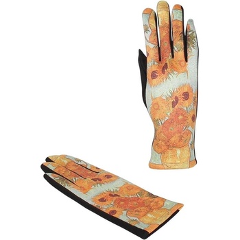 Ефектни дамски ръкавици с принт на слънчогледи