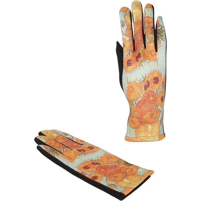 Ефектни дамски ръкавици с принт на слънчогледи