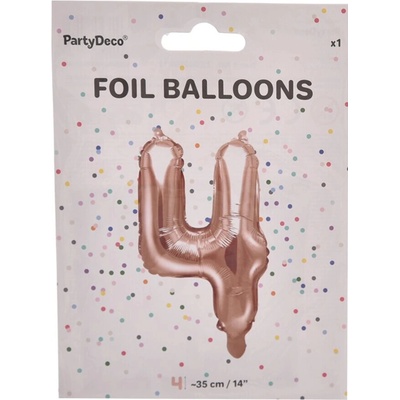 PartyDeco Fóliový balón Mini Číslo 4 ružovo zlatý