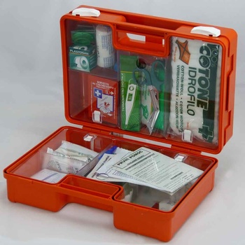 VMBal lékárnička KP 2 malý s náplní Kancelář plastový oranžový kufr