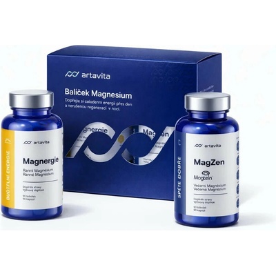 Artavita Sada magnézium MagZen hořčík bisglycinát + L-threonát a Magnergie (hořčík malát + taurát 2x 90 kapslí