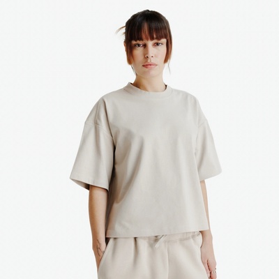Decathlon Dámske oversize crop tričko Elementals béžové